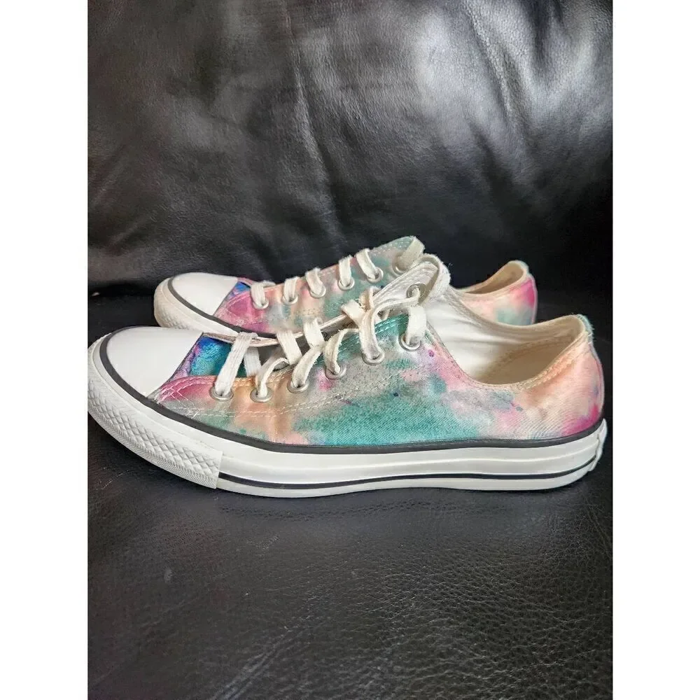 Converse Satin Women's Size 8, Men's 6, Splatter Color Galaxy Watercolor Shoes